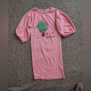 The Campamento Pink Puff Sleeve T-Shirt Dress 5/6Y NWOT